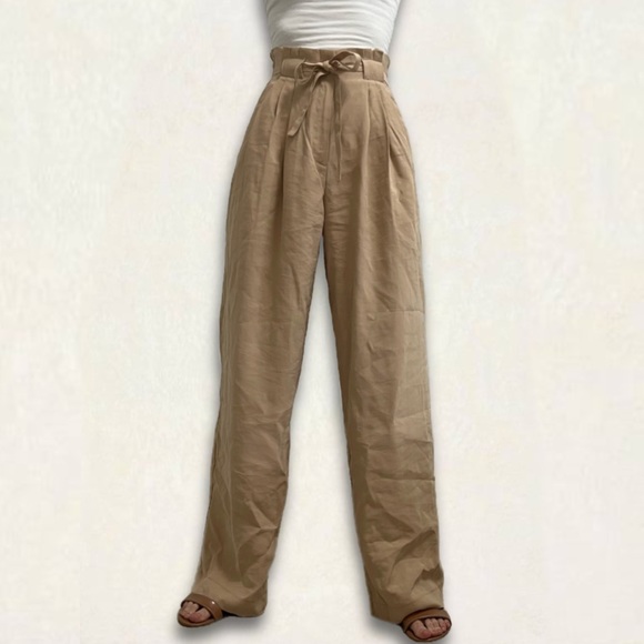 XS Beige Dynamite Paperbag Pants - Picture 3 of 4